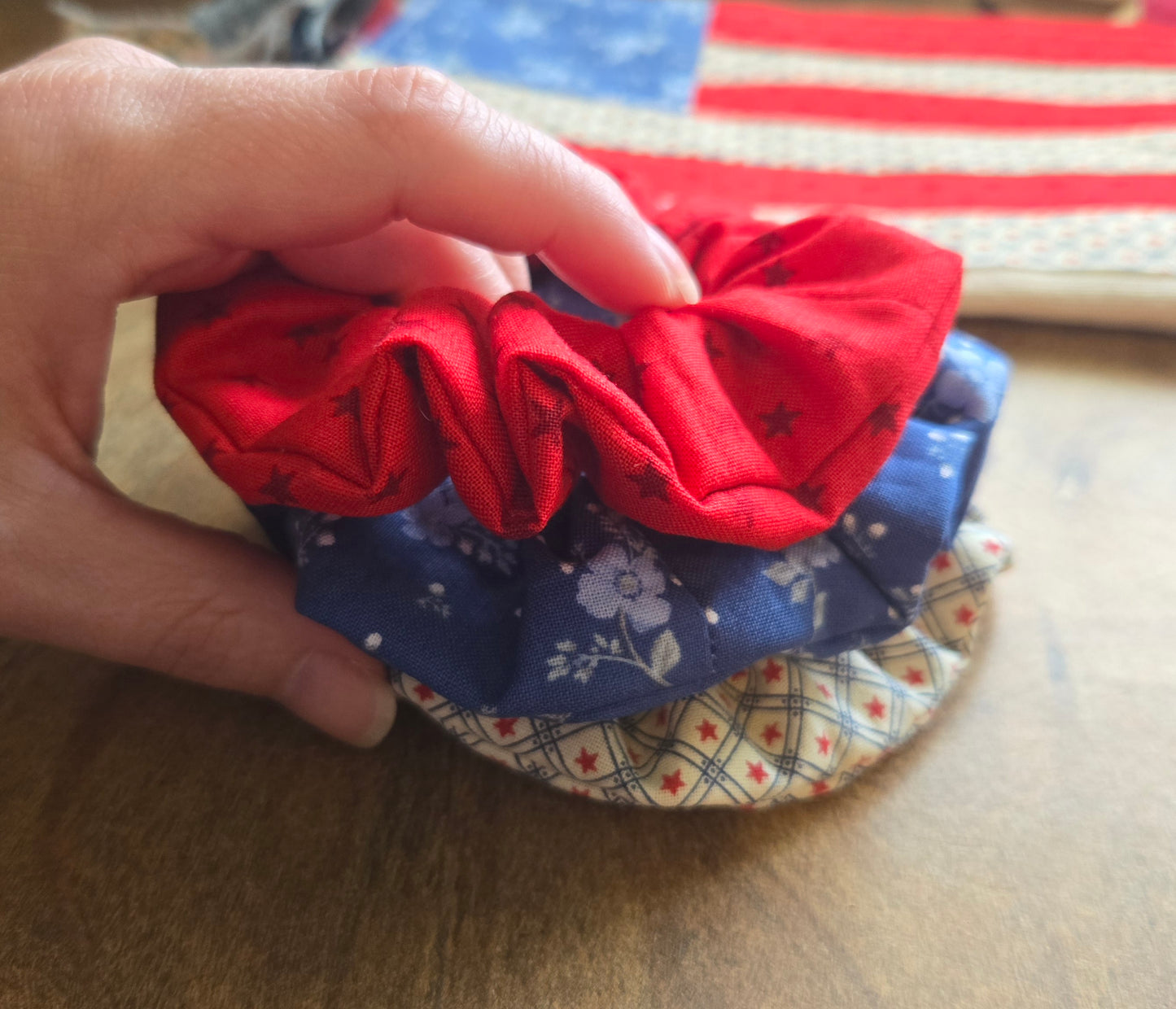 Scrunchie in Red with Red stars