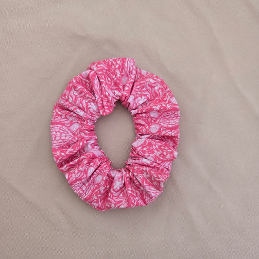 Scrunchie in Salt & Sea Pink Sea Turtle