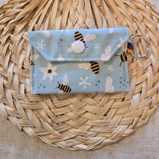 Original Keychain Wallet in Bees on aqua