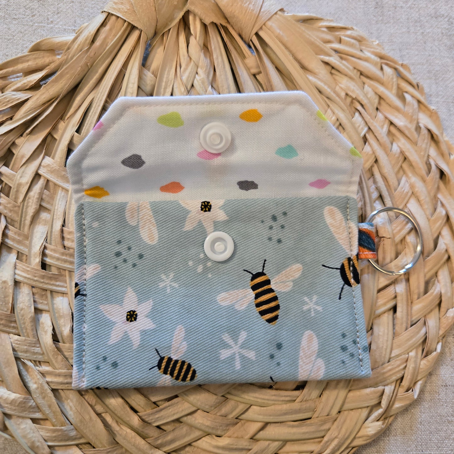 Original Keychain Wallet in Bees on aqua