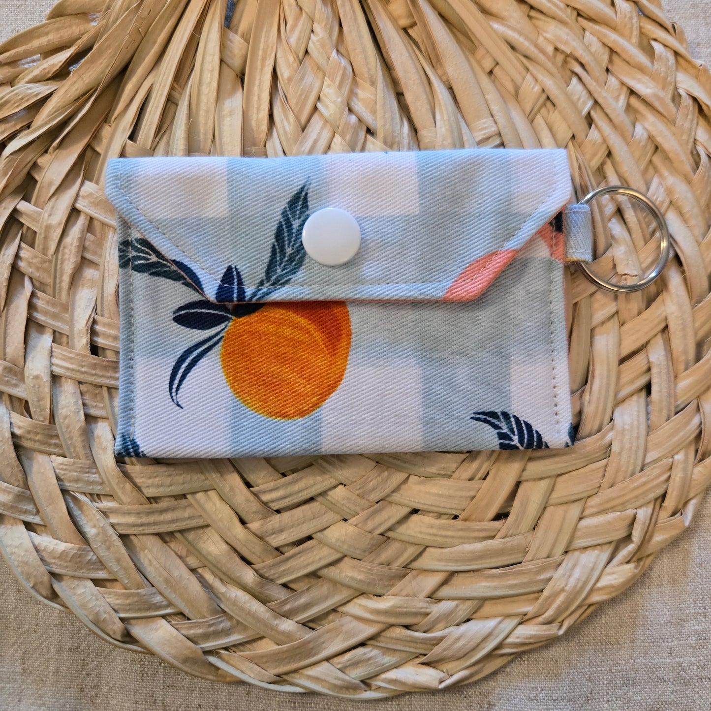 Original Keychain Wallet in Peaches on Gingham