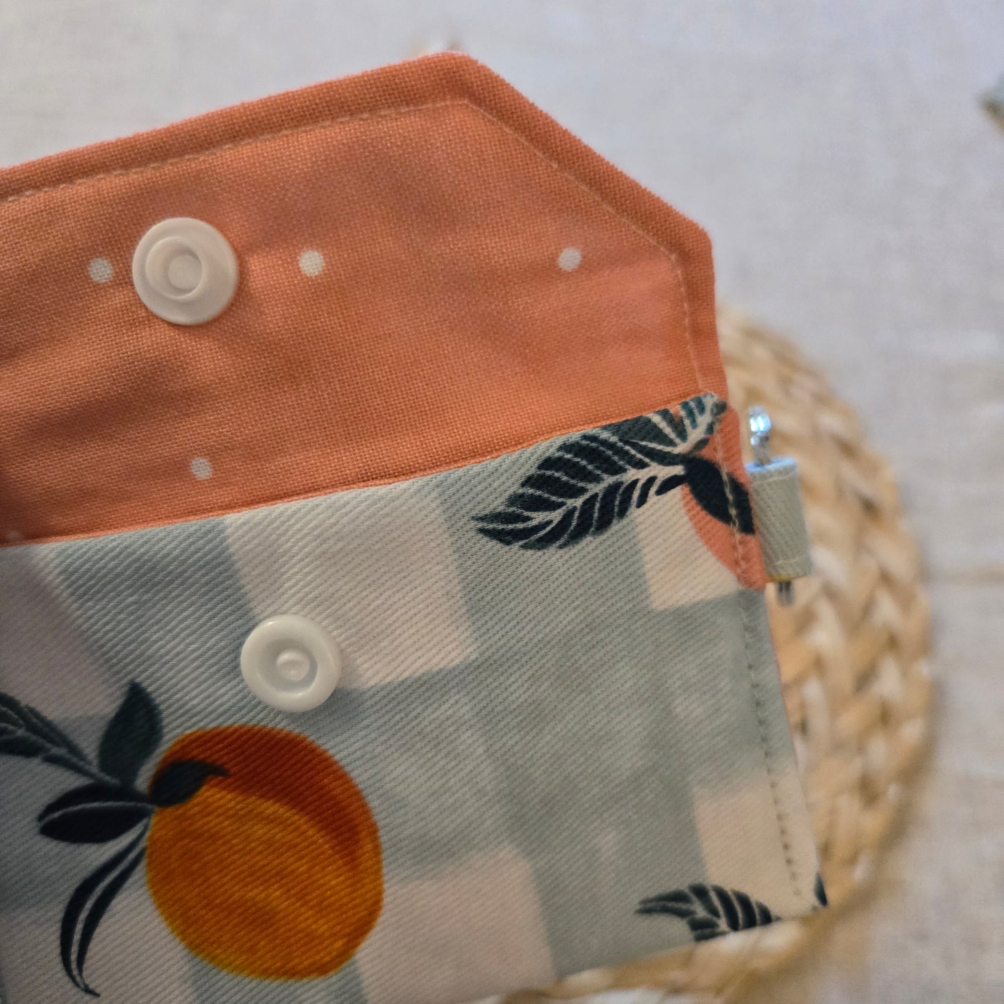 Original Keychain Wallet in Peaches on Gingham