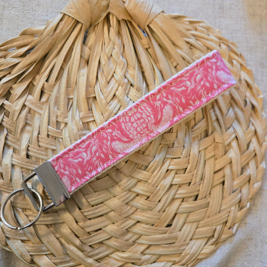Keyfob in Salt & Sea Pink Sea Turtle