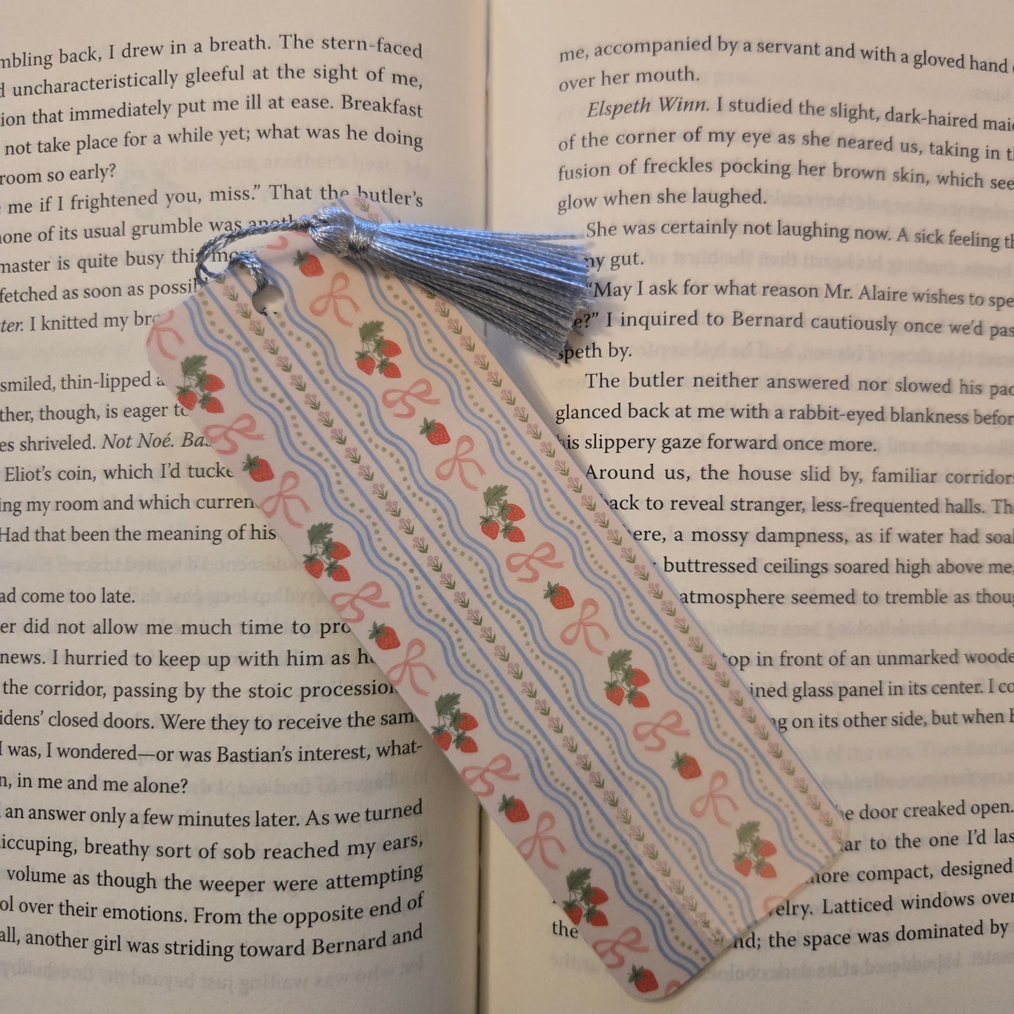 Strawberries and bows Bookmark with Tassel