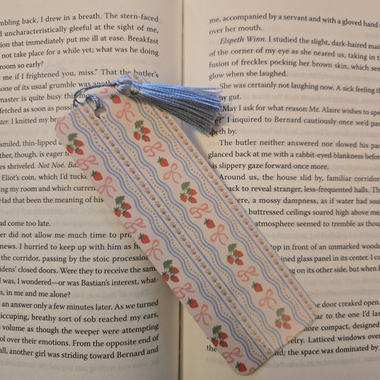 Strawberries and bows Bookmark with Tassel