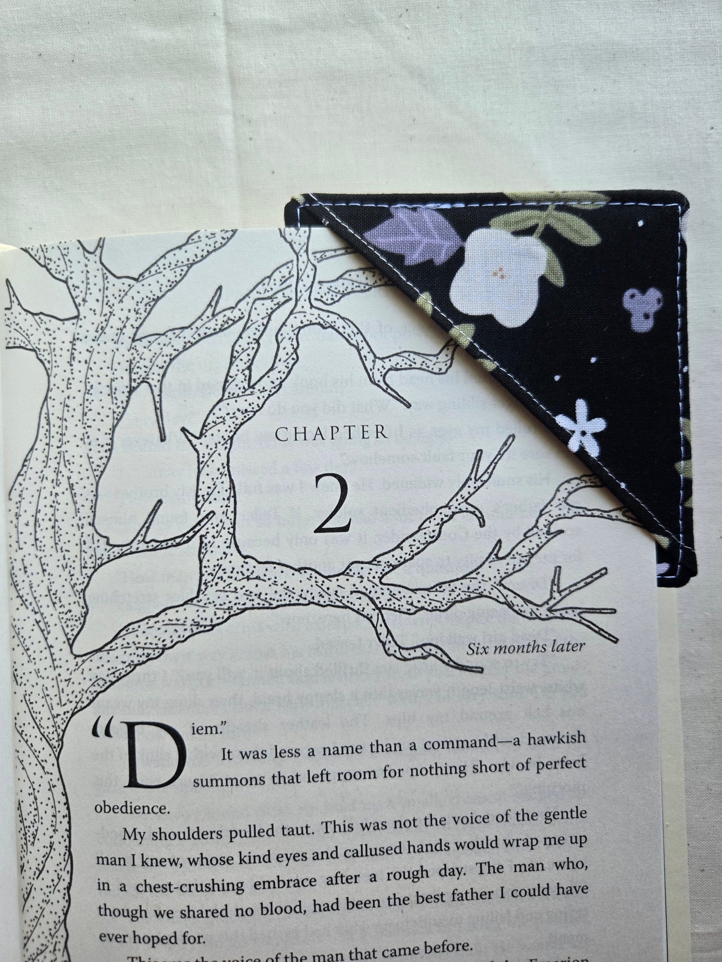 Corner Bookmark in Midnight Floral